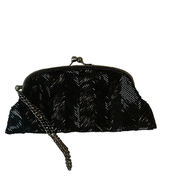 5/$25 The Limited black beaded with silver hardware wristlet - Picture 1 of 8